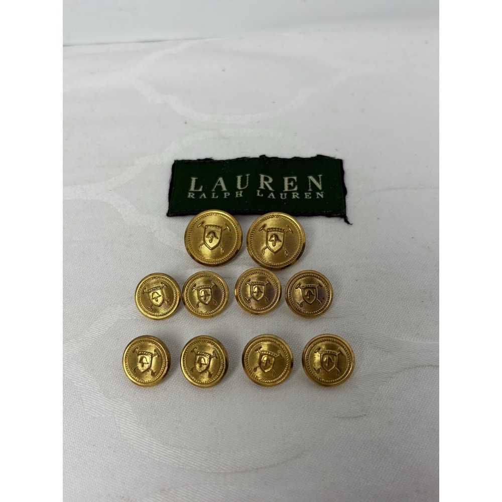 Lauren Ralph Lauren Replacement Blazer Buttons Gold Tone Waterbury USA Set of 10